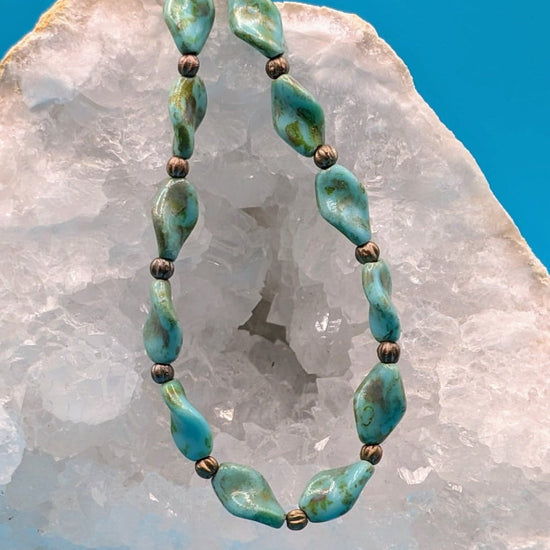 Beaded Aqua Twist Glass Necklace - Neqromance