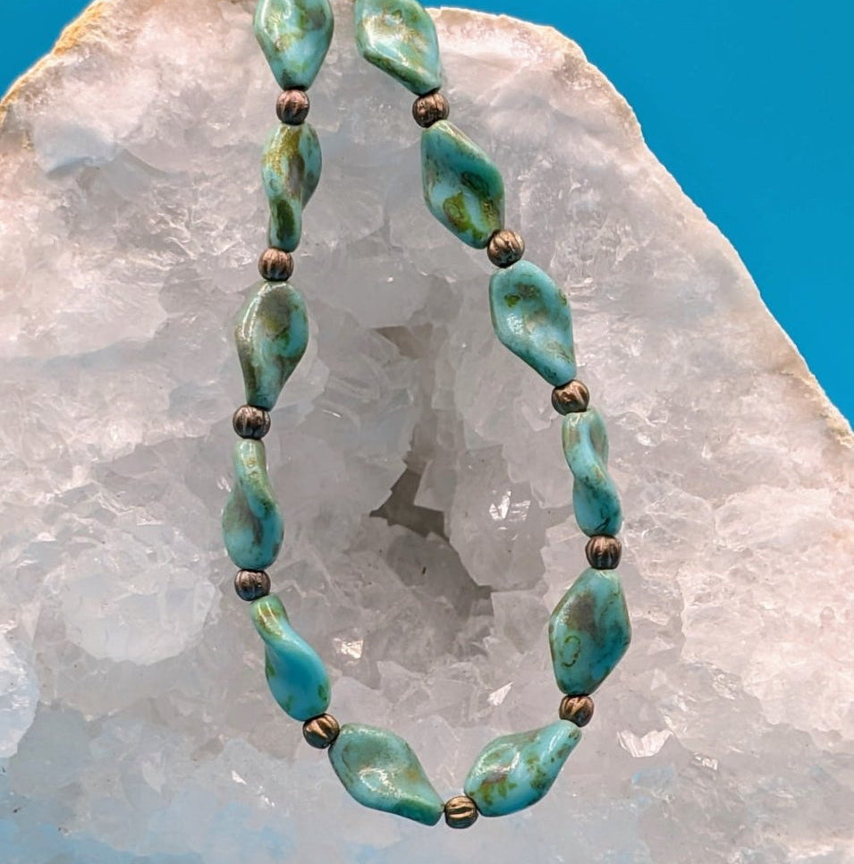 Beaded Aqua Twist Glass Necklace - Neqromance
