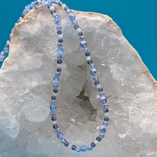 GLN4048 AB wash blue czech glass and melon - Neqromance