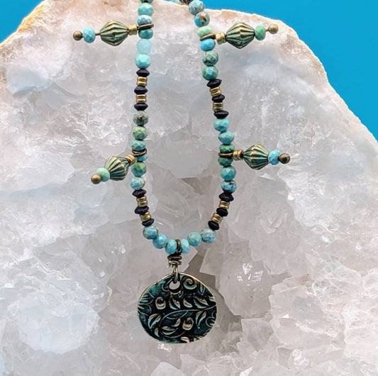 GMN5027 Turquoise and Antique Gold with Pendant - Neqromance