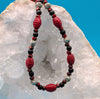 Red hive beads serpentine and bone necklace - Neqromance