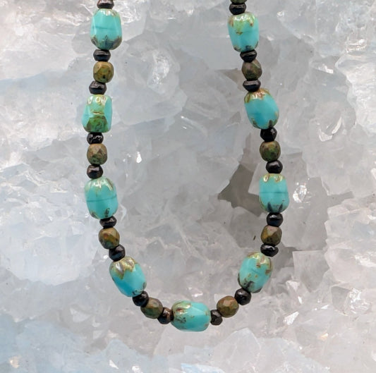 Turquoise barrel bead necklace - Neqromance