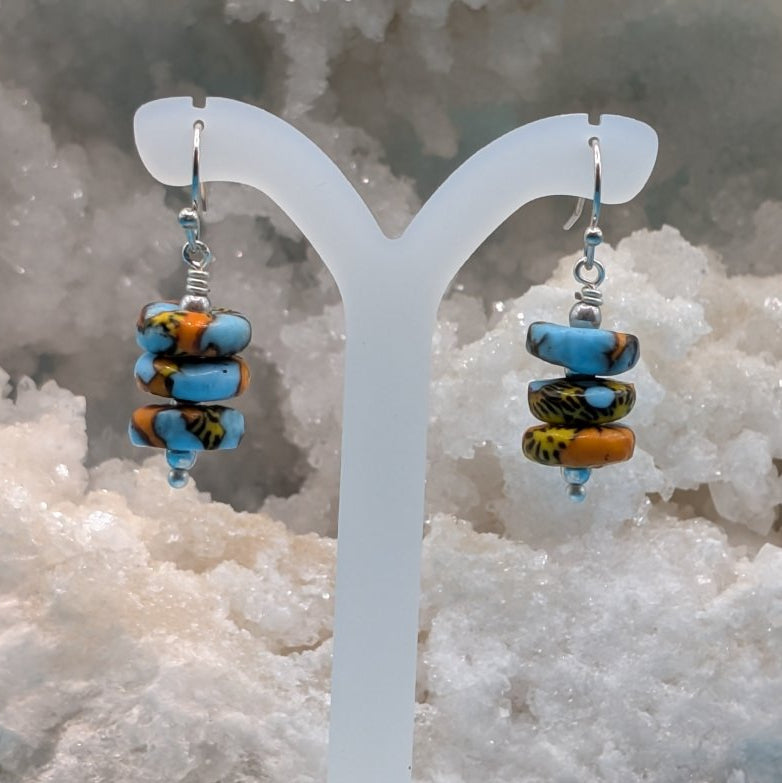 Blue and Orange Fused glass earrings - Neqromance